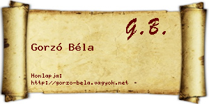 Gorzó Béla névjegykártya